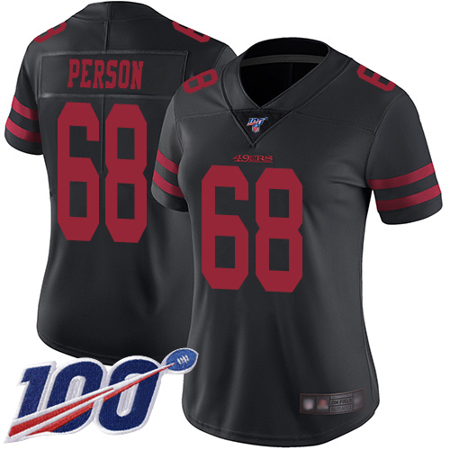 San Francisco 49ers Limited Black Women Mike Person Alternate NFL Jersey #68 100th Season Vapor Untouchable